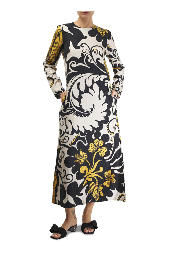 La Double J - Marea Silk Twill Long Sleeve Swing Dress