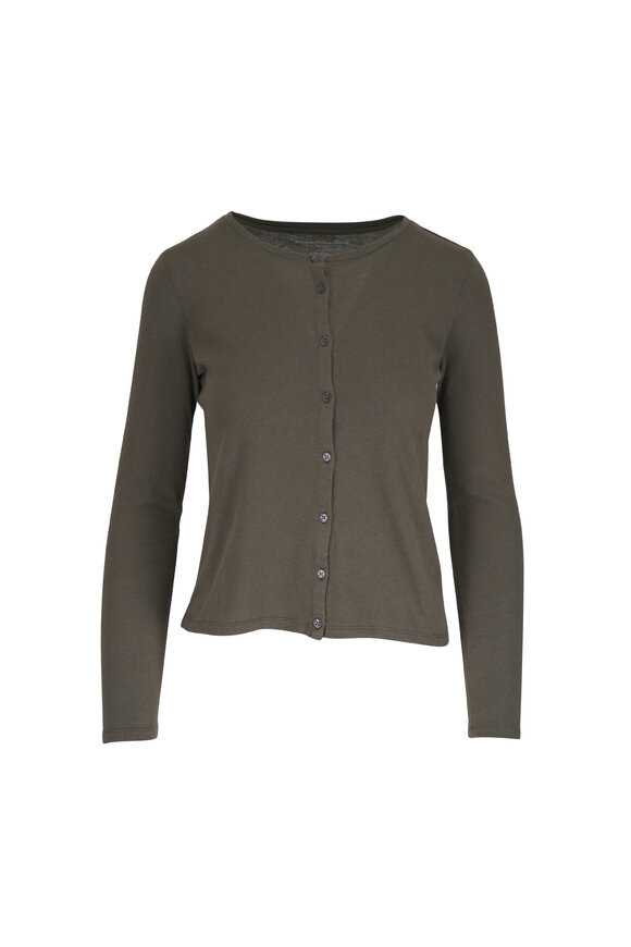 Majestic Military Green Cotton & Cashmere Cardigan - view 1