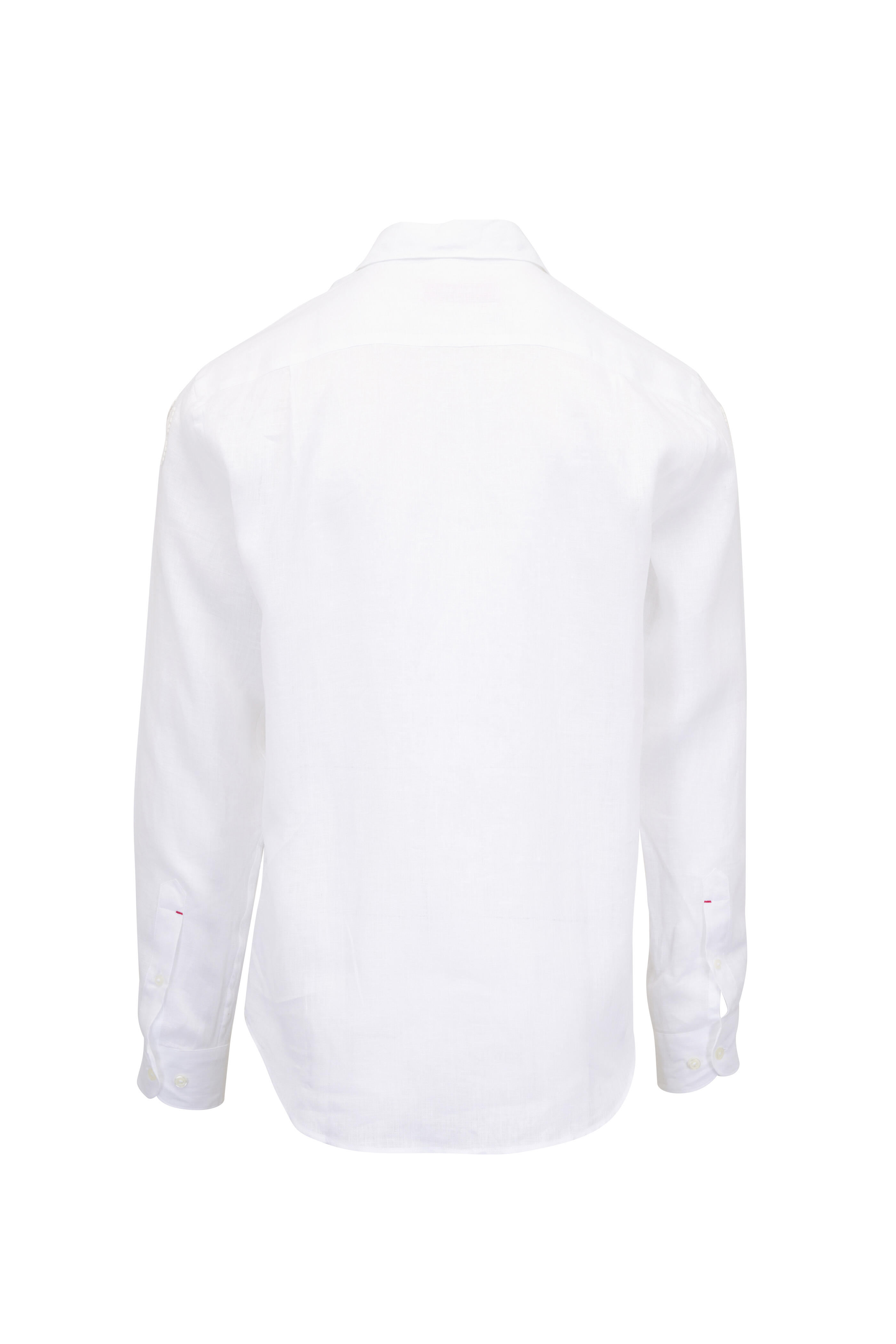 ORLEBAR BROWN ホワイト長袖ポロシャツ Orlebar Brown - Giles Applique White Linen Sport Shirt