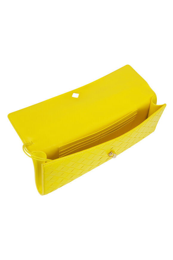Bottega Veneta Andiamo Sulfur Intrecciato Leather Clutch - view 7