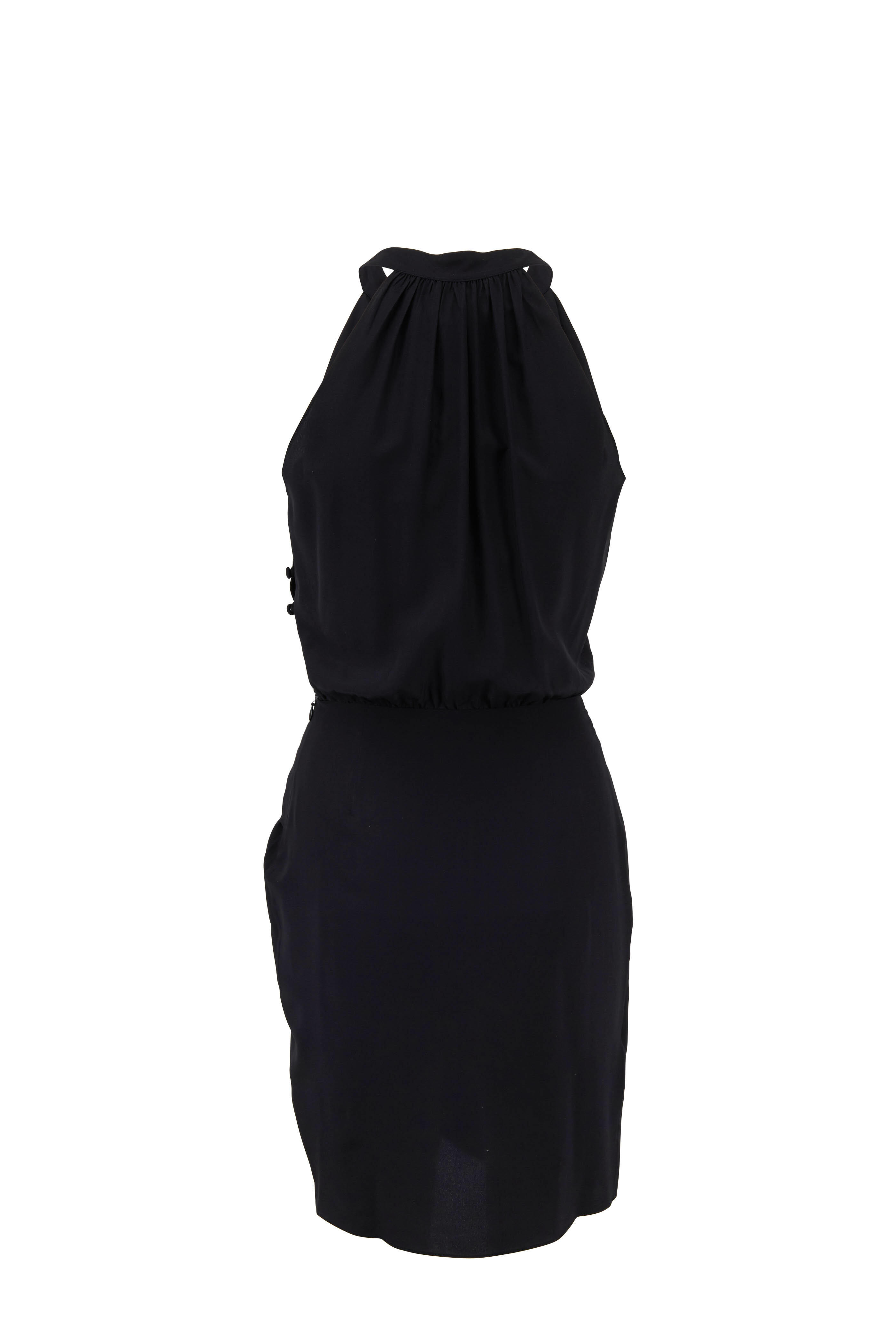 Nili Lotan - Collins Black Crepe De Chine Halter Dress