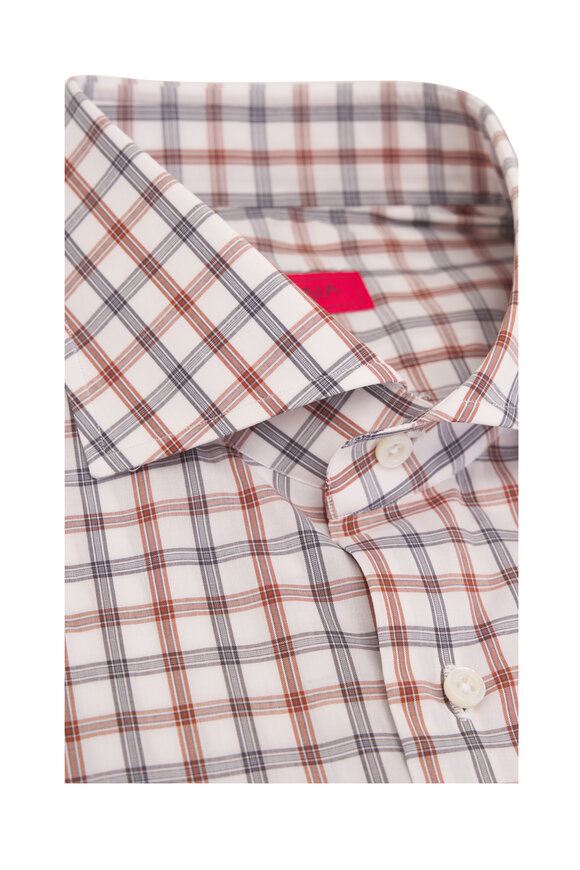 Isaia - Tattersall Gray & White Check Dress Shirt