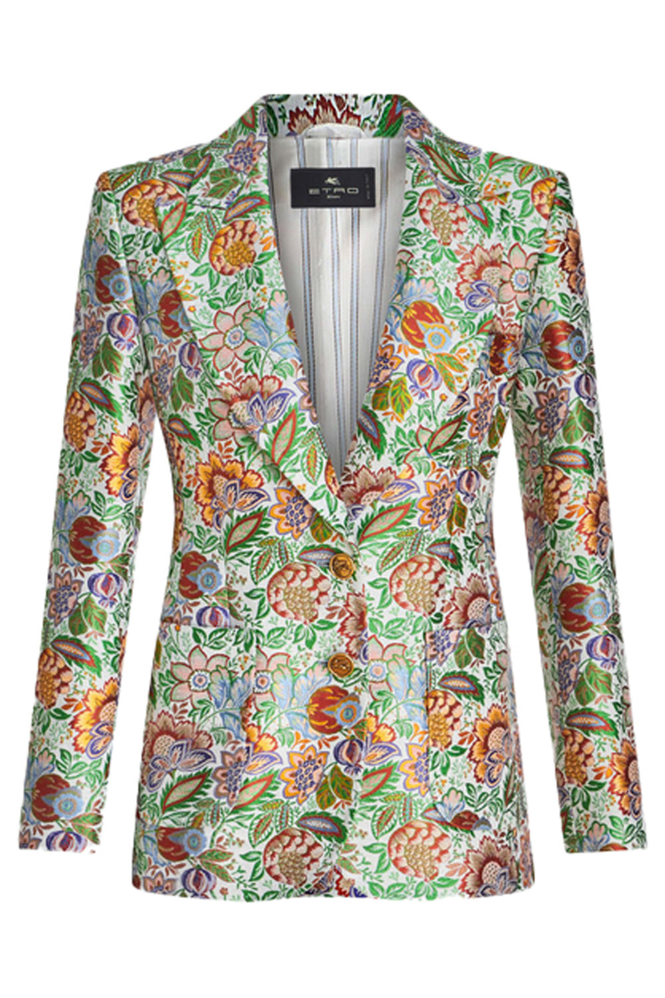 Etro - White Bouquet Printed Blazer | Mitchell Stores