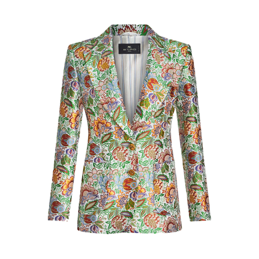 Etro - White Bouquet Printed Blazer | Mitchell Stores