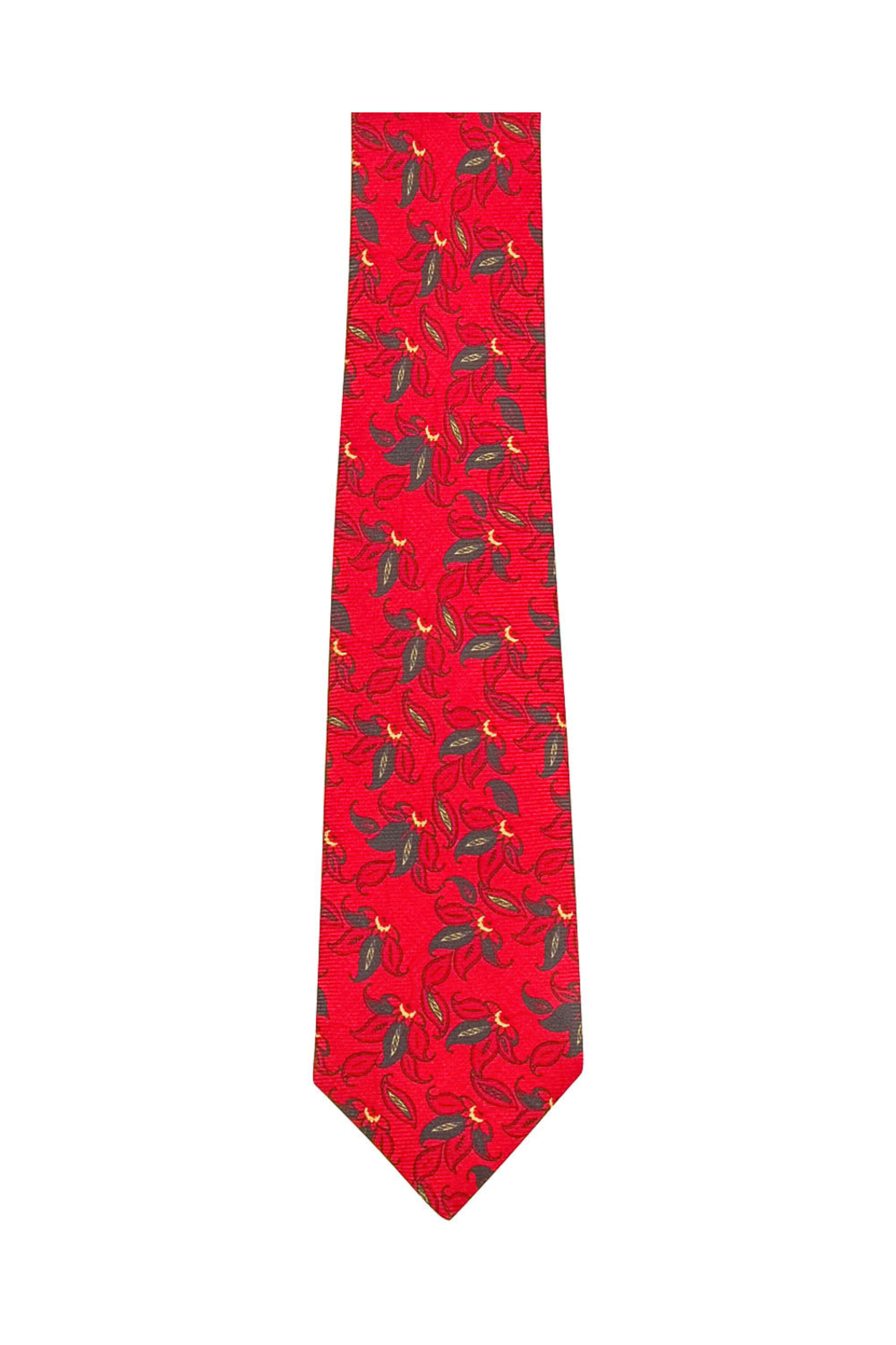 Kiton - Red with Charcoal and Yellow Floral Tie