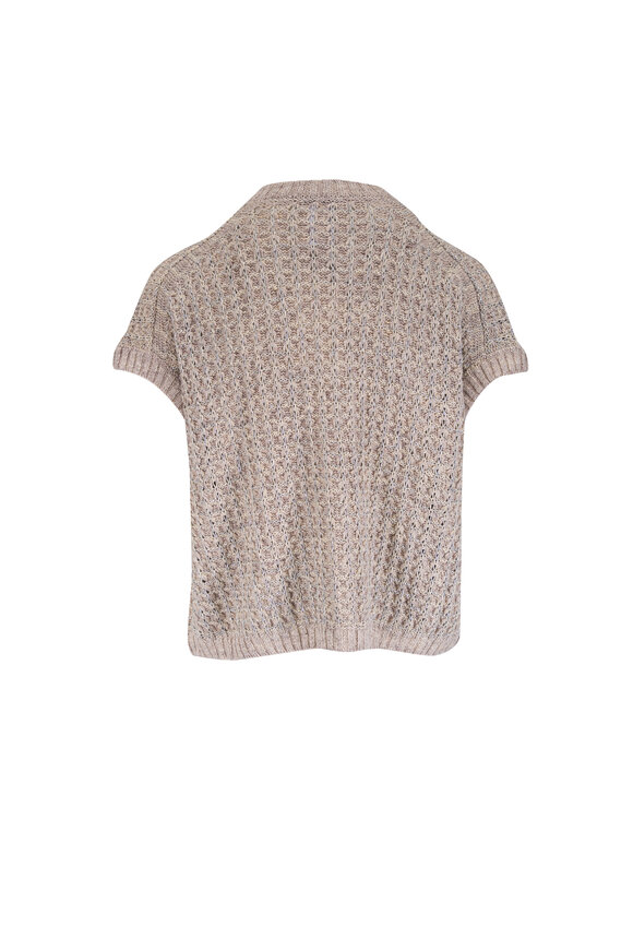 Lafayette 148 New York Sandstone Metallic Pointelle Cardigan - view 2