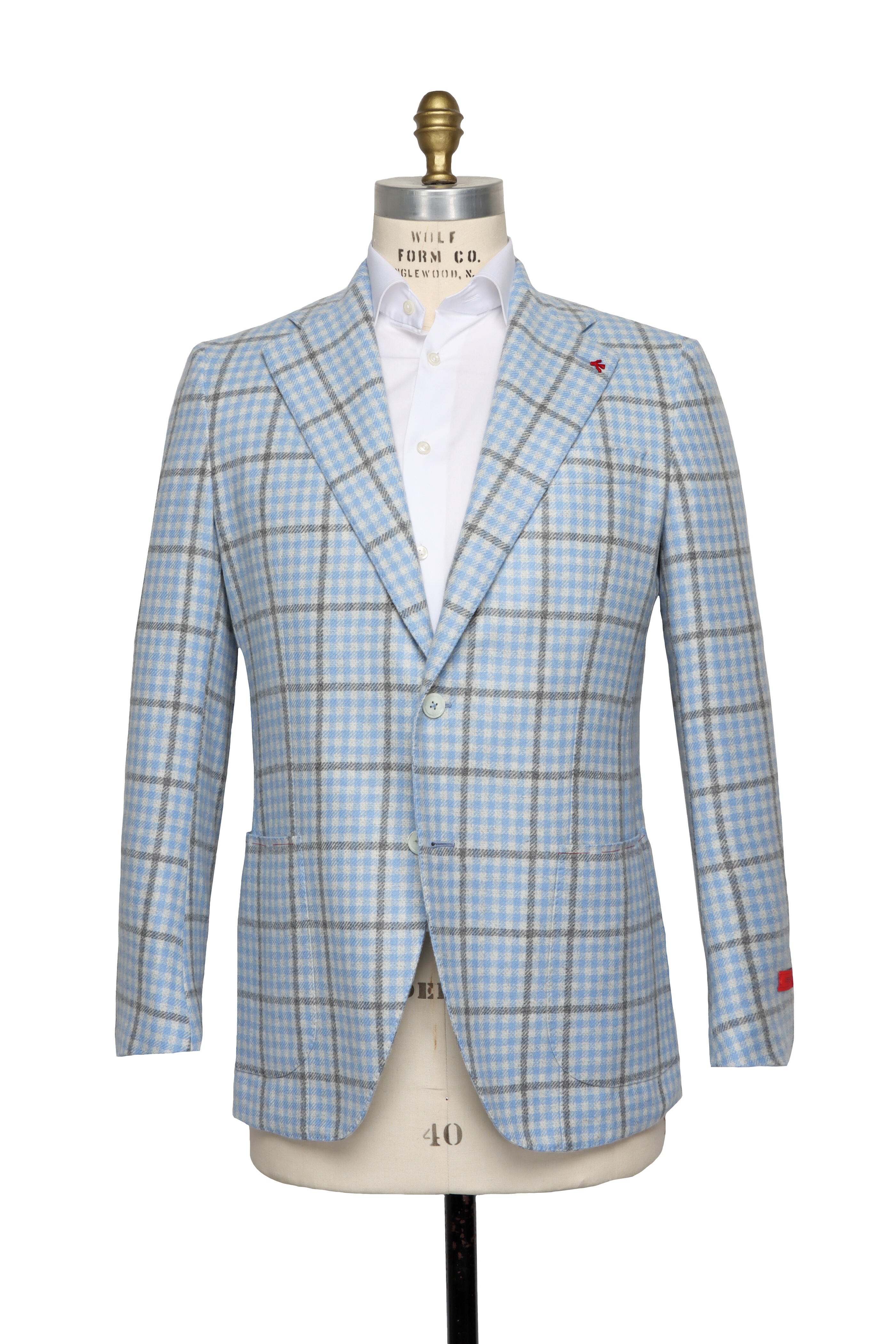 Isaia - Open Blue Plaid Check Cashmere Sportcoat