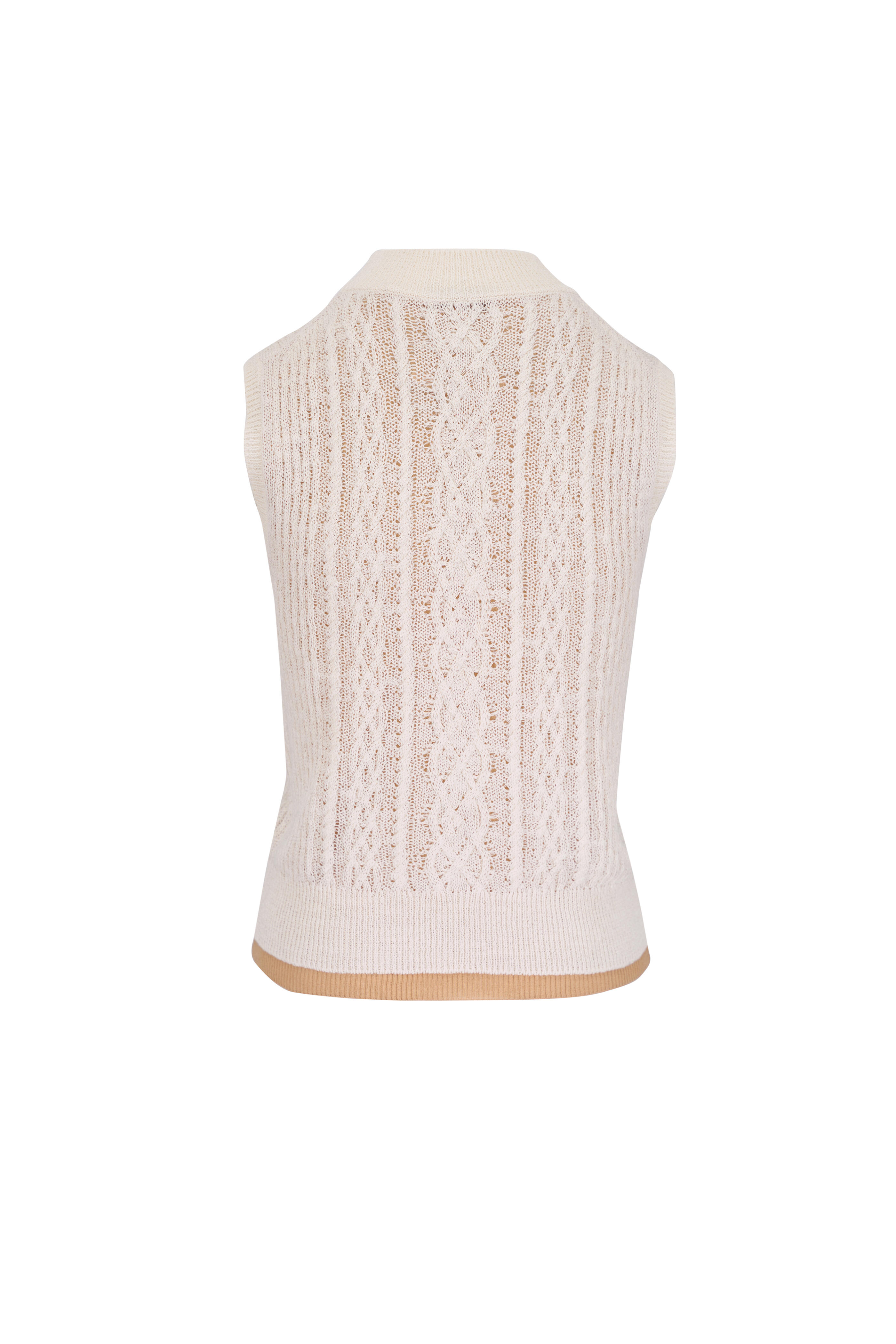 Vince - Off White & Gold Cliff Cable Double-Layer Shell