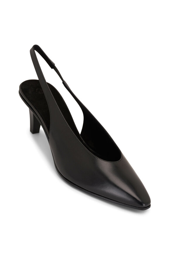 Loro Piana Rebecca Black Leather Slingback, 55mm  - view 1