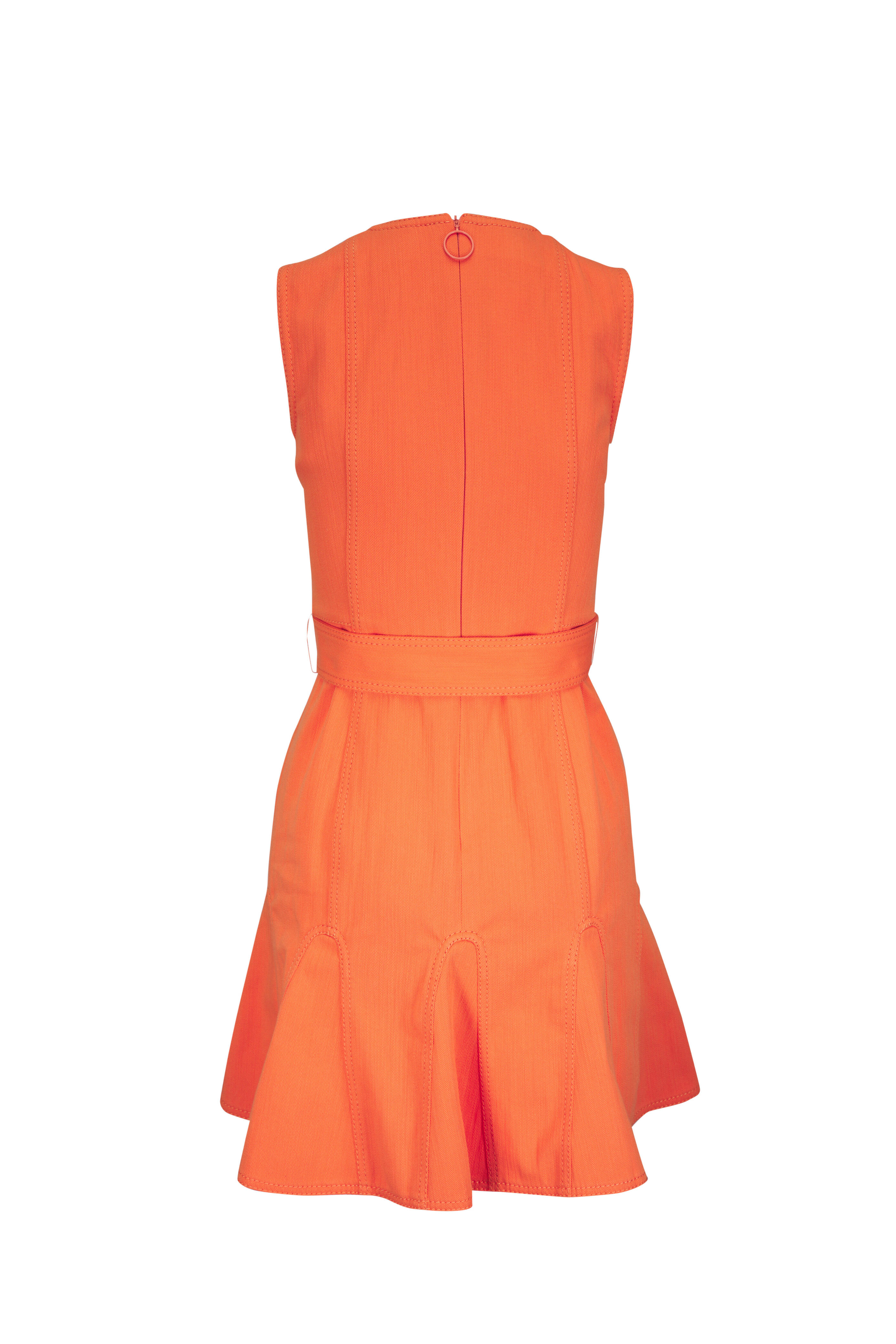 Akris Punto - Peach Denim Belted Mini Dress
