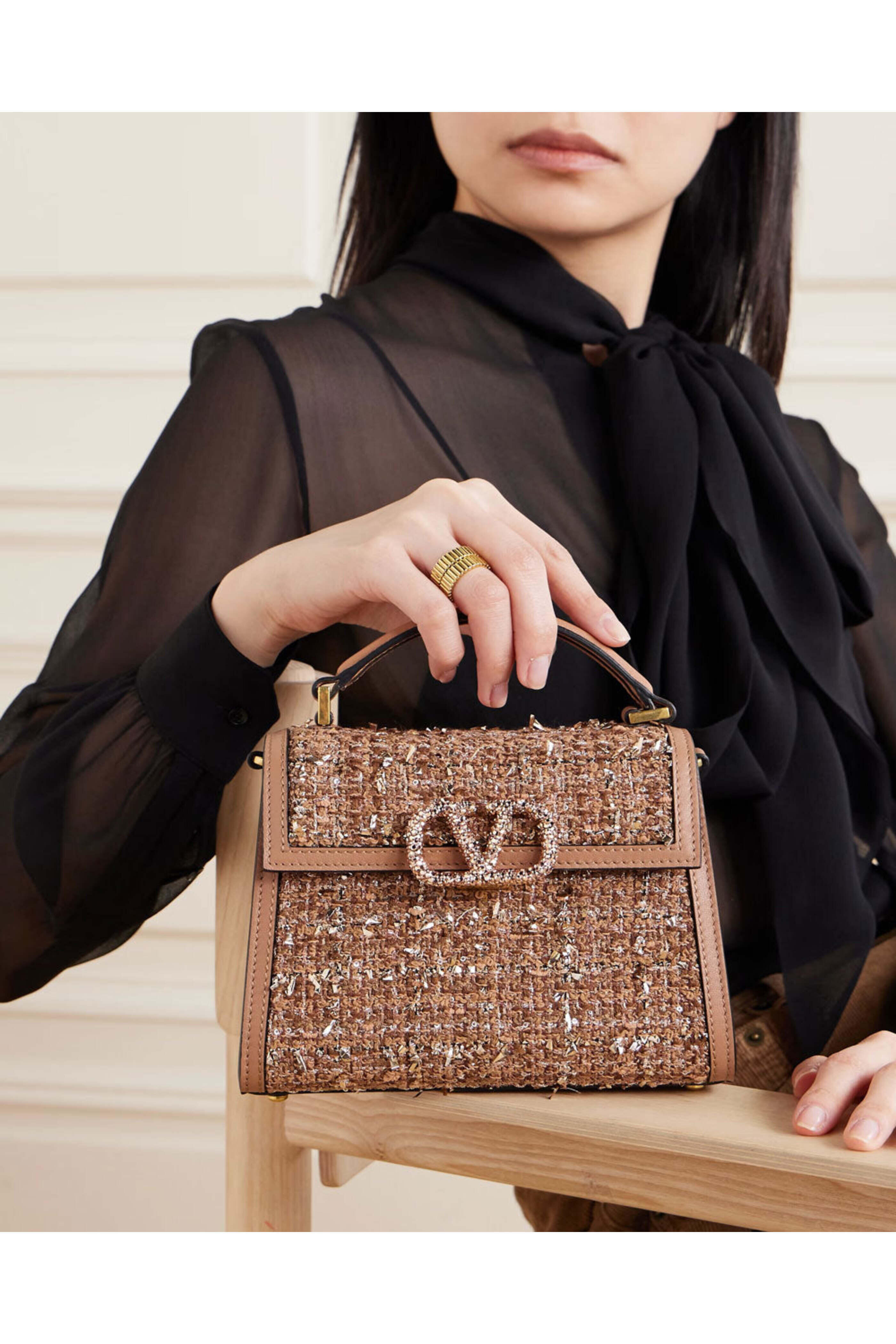 Valentino Garavani - Vsling Mini Top Handle Bag in Beige and Taupe