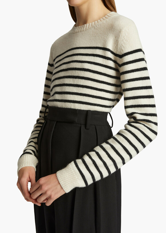 Khaite - Diletta Magnolia & Black Striped Cashmere Sweater 