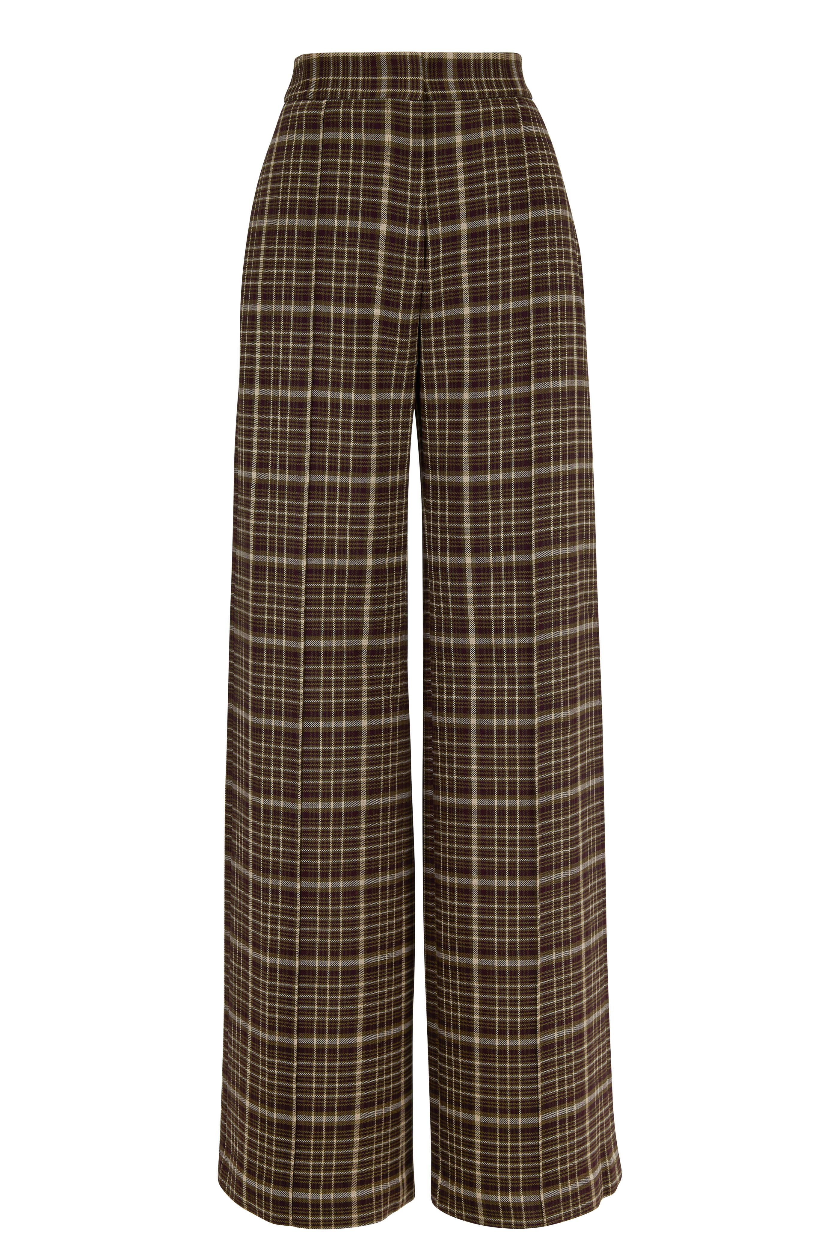 Adam Lippes - Brown Plaid Double-Faced Wide Leg Pant
