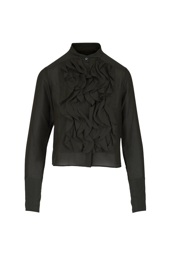 TWP Patti Army Green Ruffle Blouse - view 1