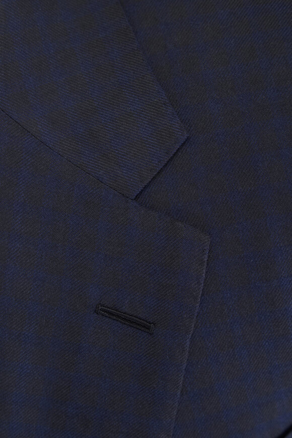 Zegna Navy Tonal Plaid Cashmere & Silk Sportcoat - view 5