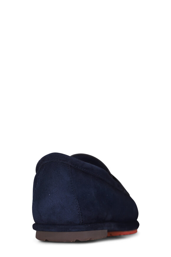 Santoni Carla Navy Suede Penny Loafer - view 4