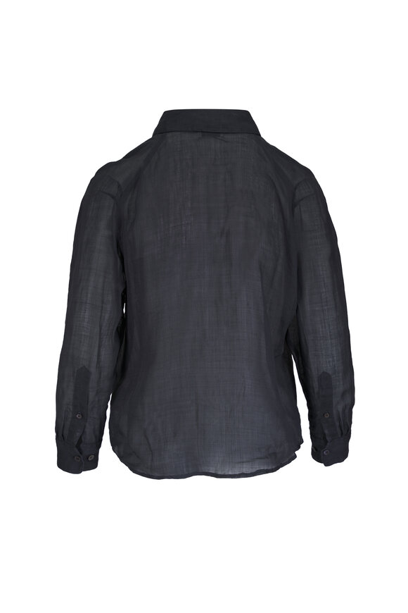 Dries Van Noten Clavina Mousseline Black Ramie Shirt - view 3