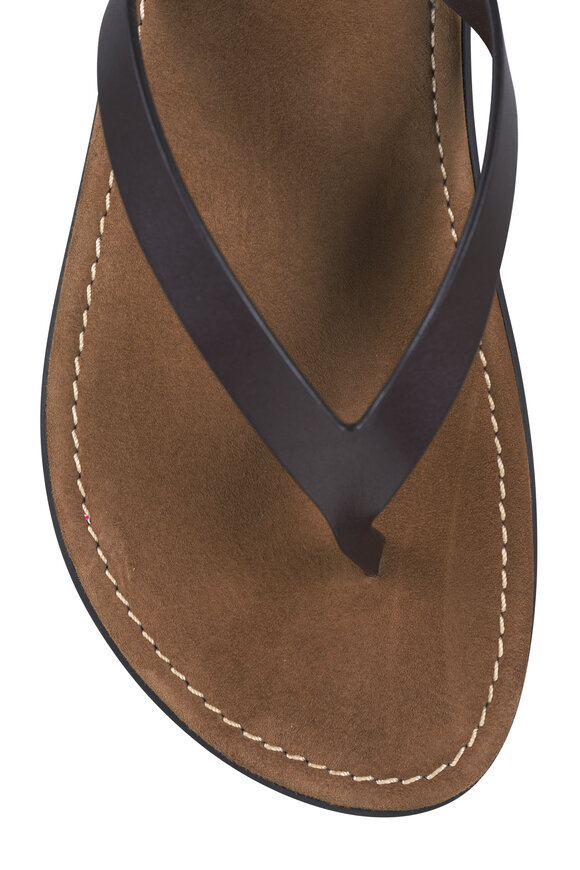 The Row Beach Lacquer Brown Leather Flip Flop - view 4