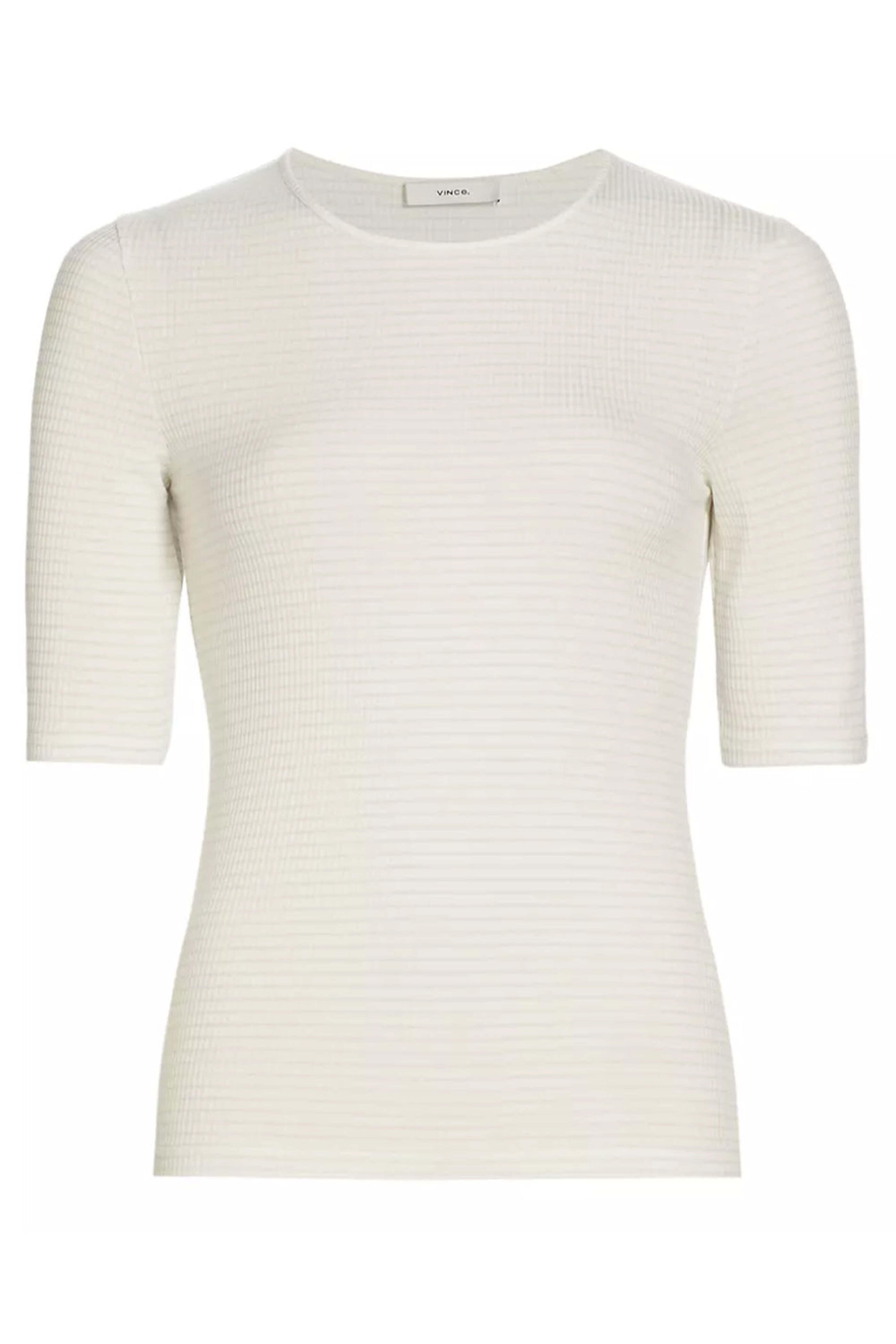 Vince - Off White Rib Knit Crewneck Tee
