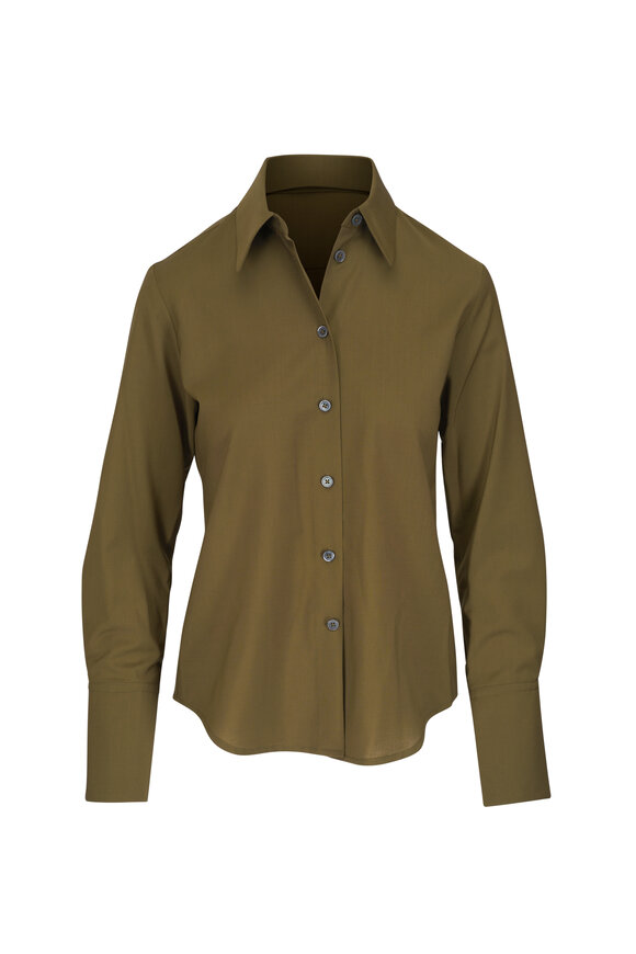 Odeeh Dark Olive Light Weight Wool Blouse