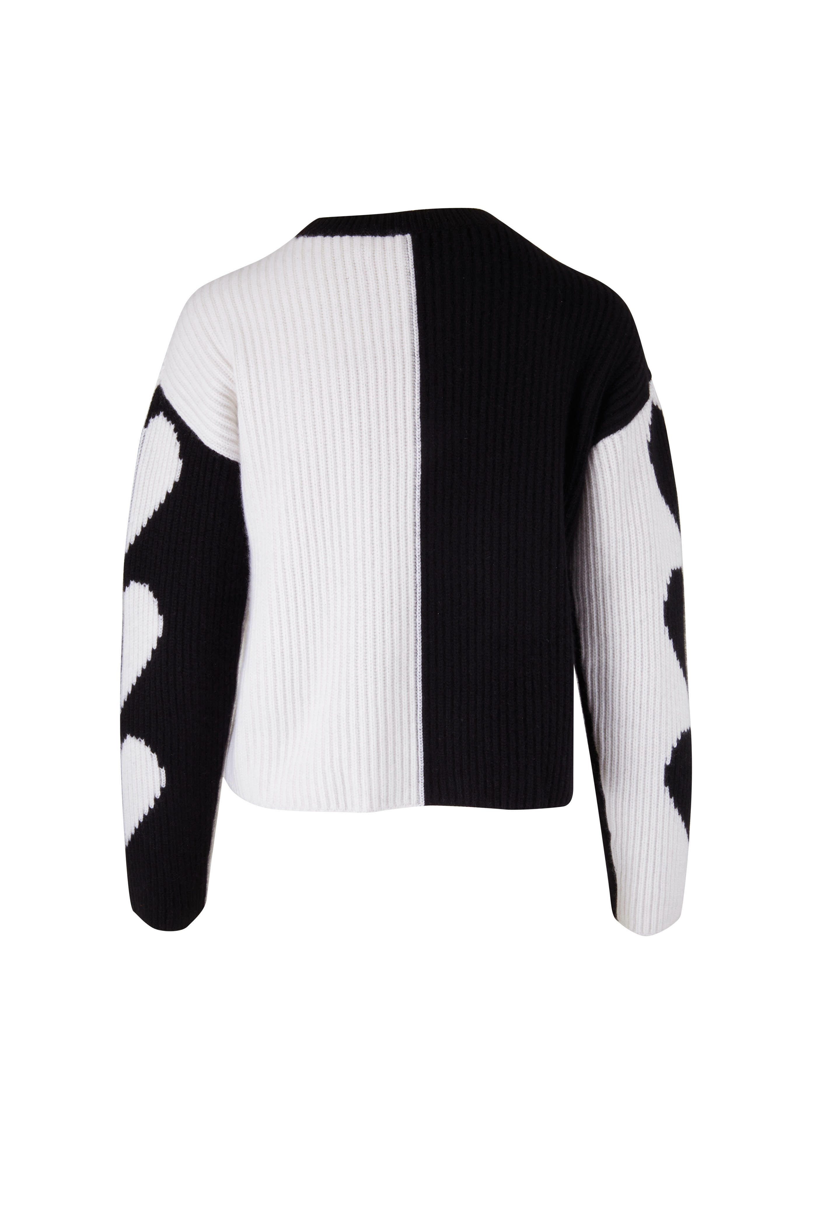 Carolina Herrera - Heart Intarsia Black & White Cashmere Sweater