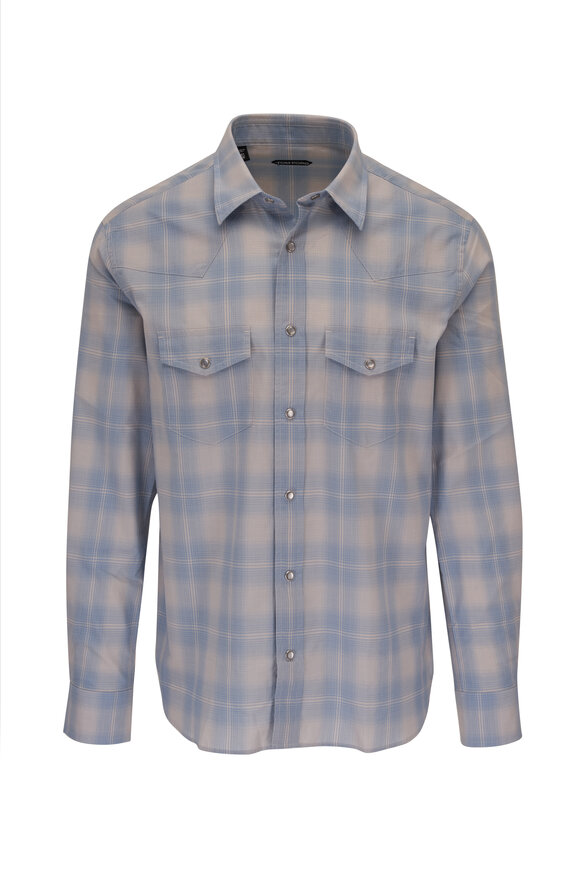 Tom Ford - Blue & White Check Western Shirt