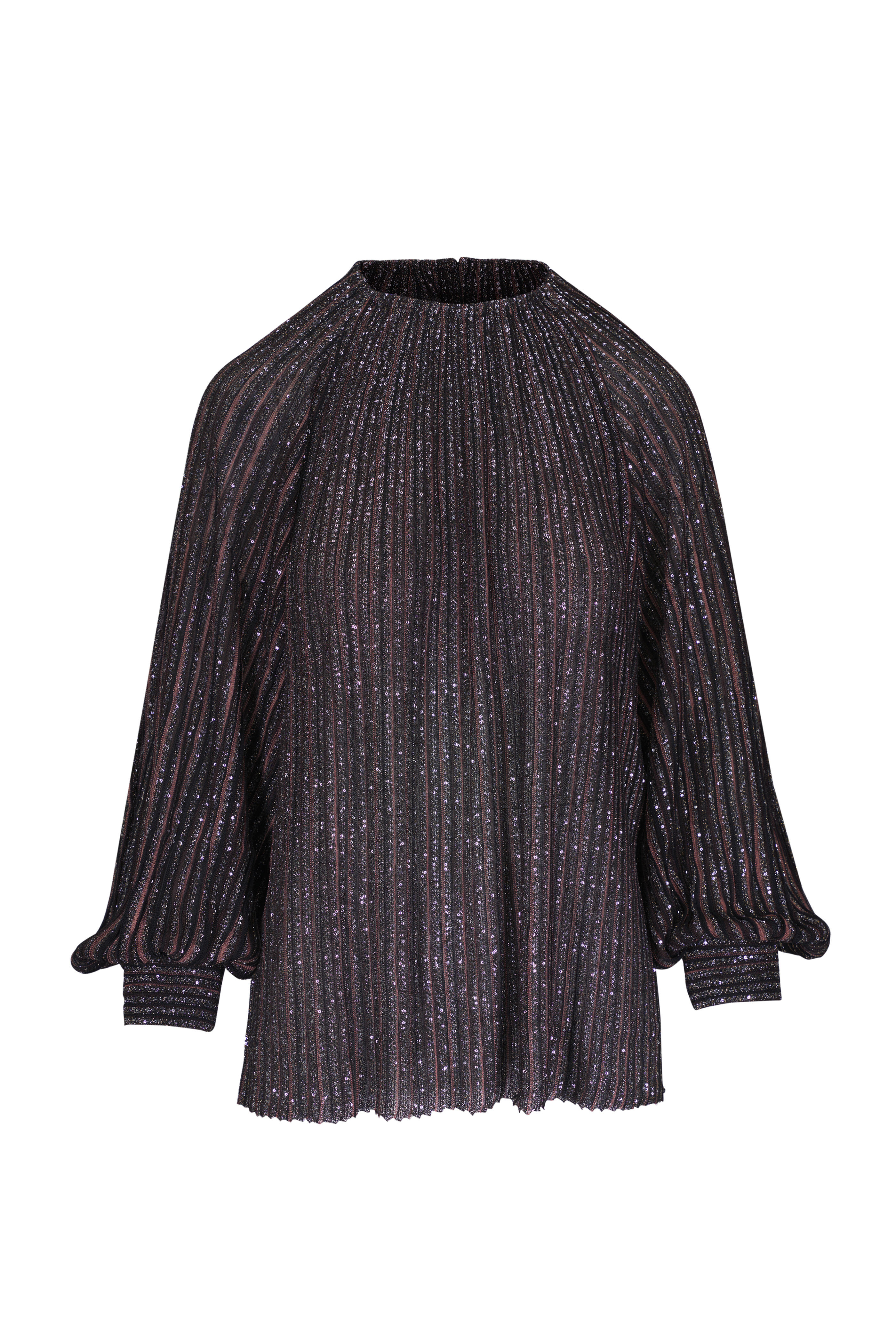 Missoni - Black & Brown Lamé Striped Top