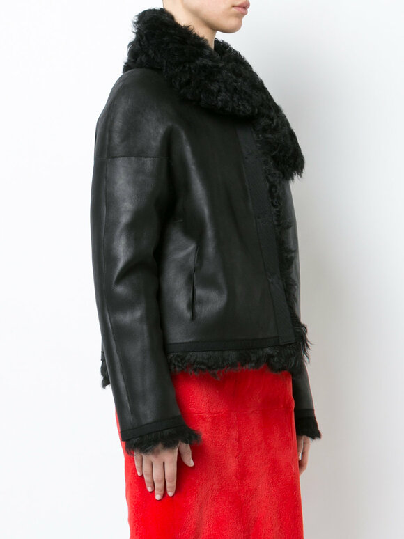 Oscar de la Renta Furs - Black Tigardo Shearling Cocoon Crop Jacket