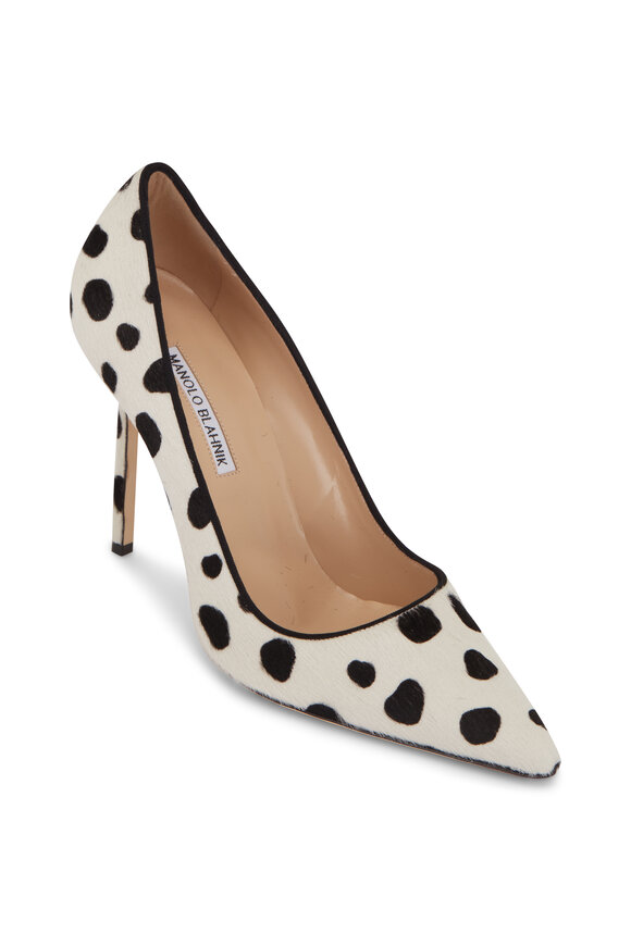 Manolo Blahnik - Black & White Spotted Calf Hair Pump, 105mm