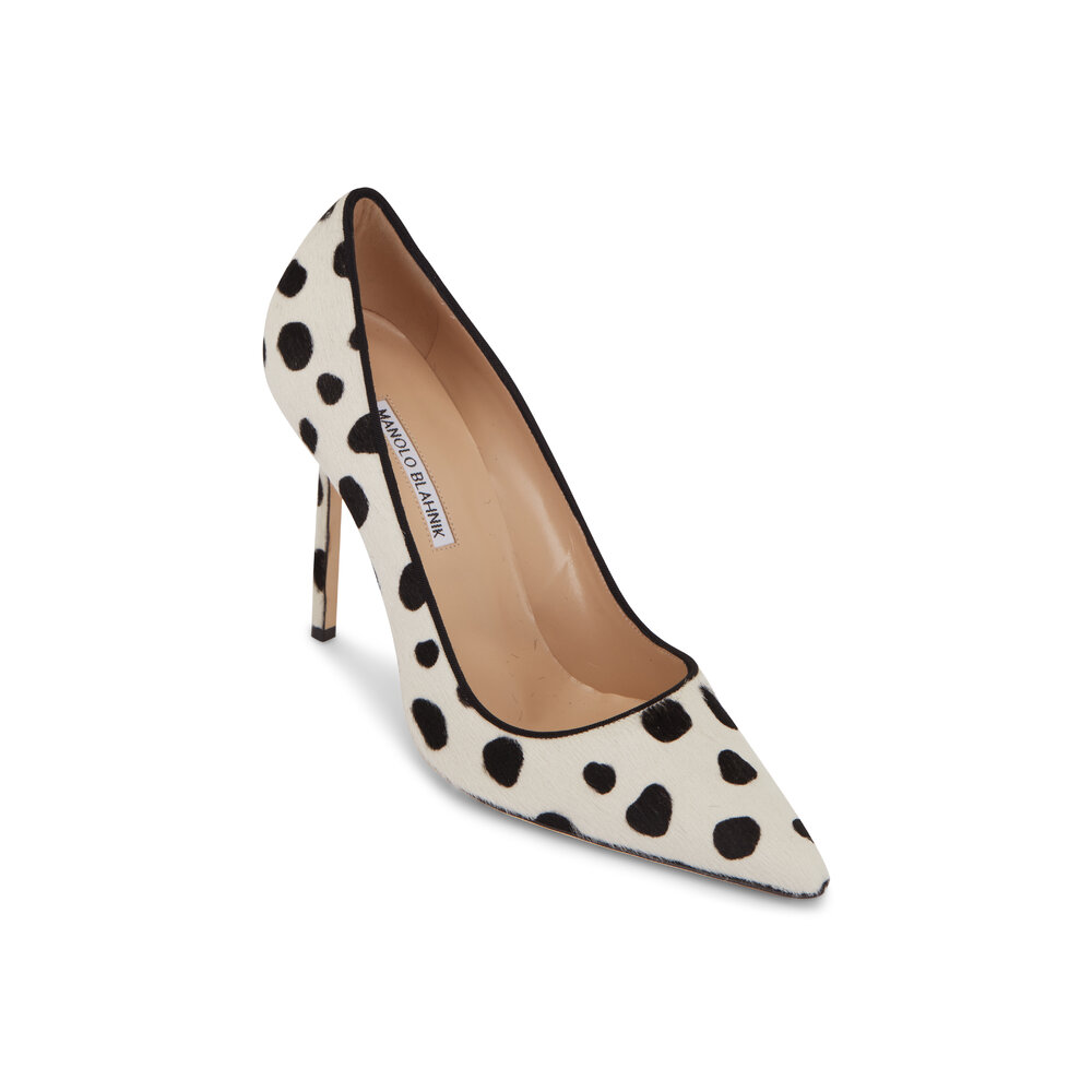 Manolo Blahnik - Black & White Spotted Calf Hair Pump, 105mm