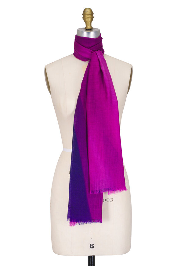 Akris Alta Magenta Print Cashmere & Silk Scarf