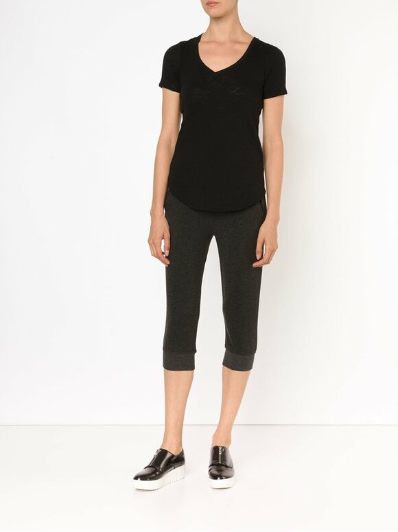 A T M - Black Slub Jersey V-Neckline Short Sleeve T-Shirt