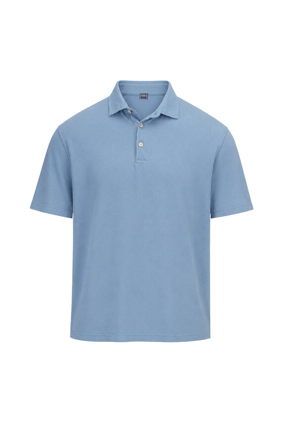Fedeli Dusty Blue Pique Polo - view 1