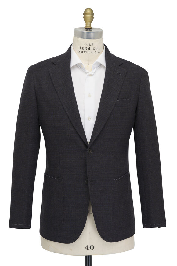 Brioni - Navy & Brown Plaid Wool & Cashmere Sportcoat