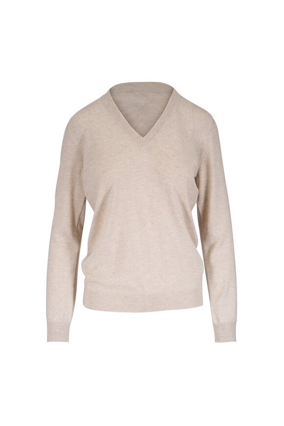 The Elder Statesman - Oatmeal & White Palm Tree Cashmere Sweater