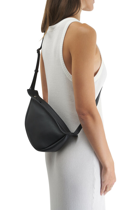 The Row - Small Slouchy Banana Black Suede Crossbody Bag