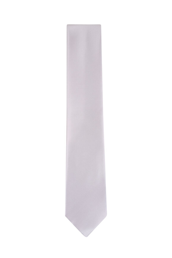 Brioni Solid Pearl Silk Necktie - view 1