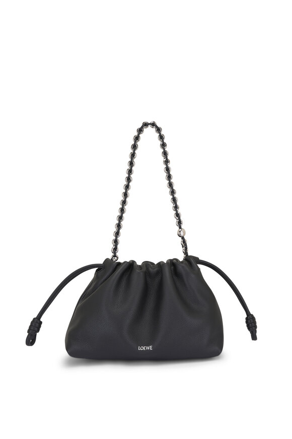 Loewe Medium Flamenco Black Fine Grained Leather Clutch - view 6