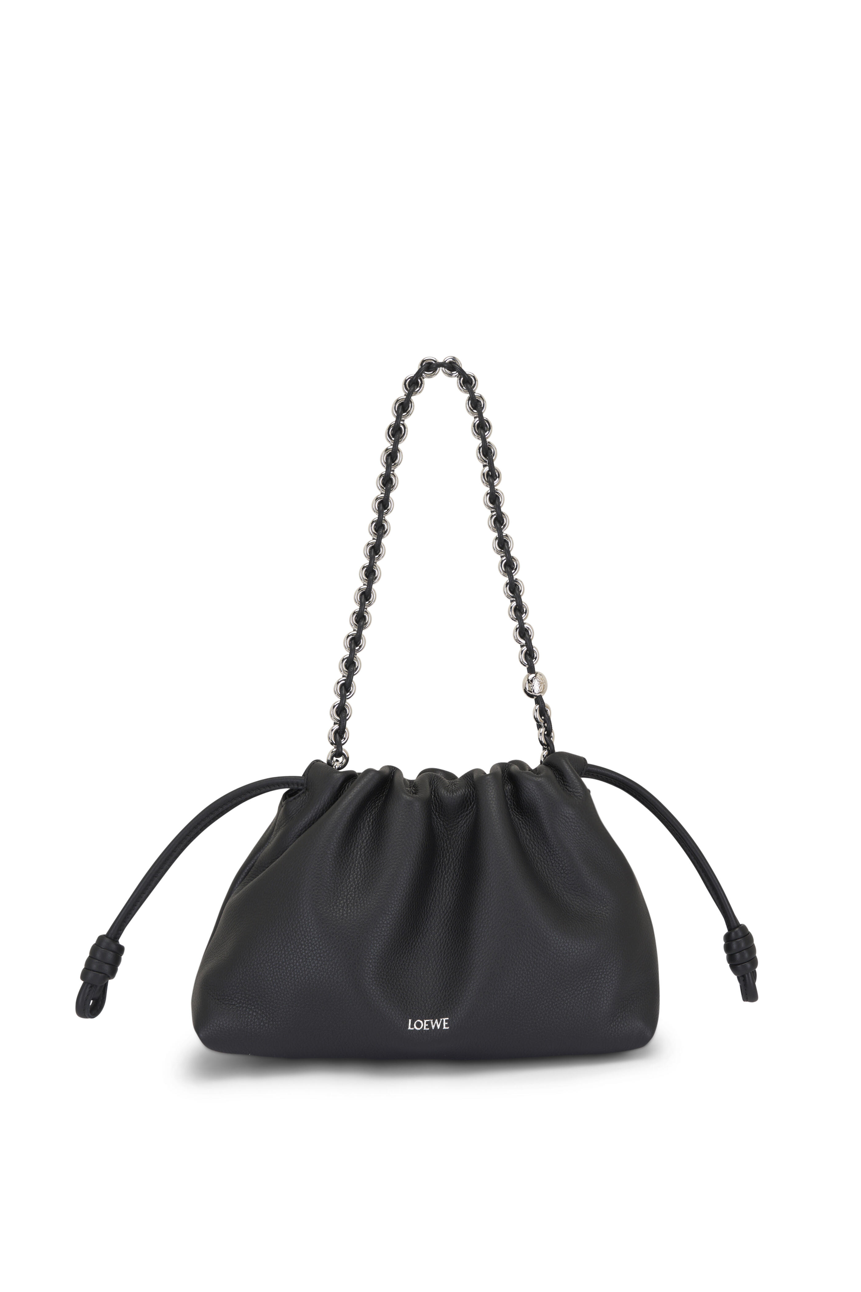 Loewe - Medium Flamenco Black Fine Grained Leather Clutch