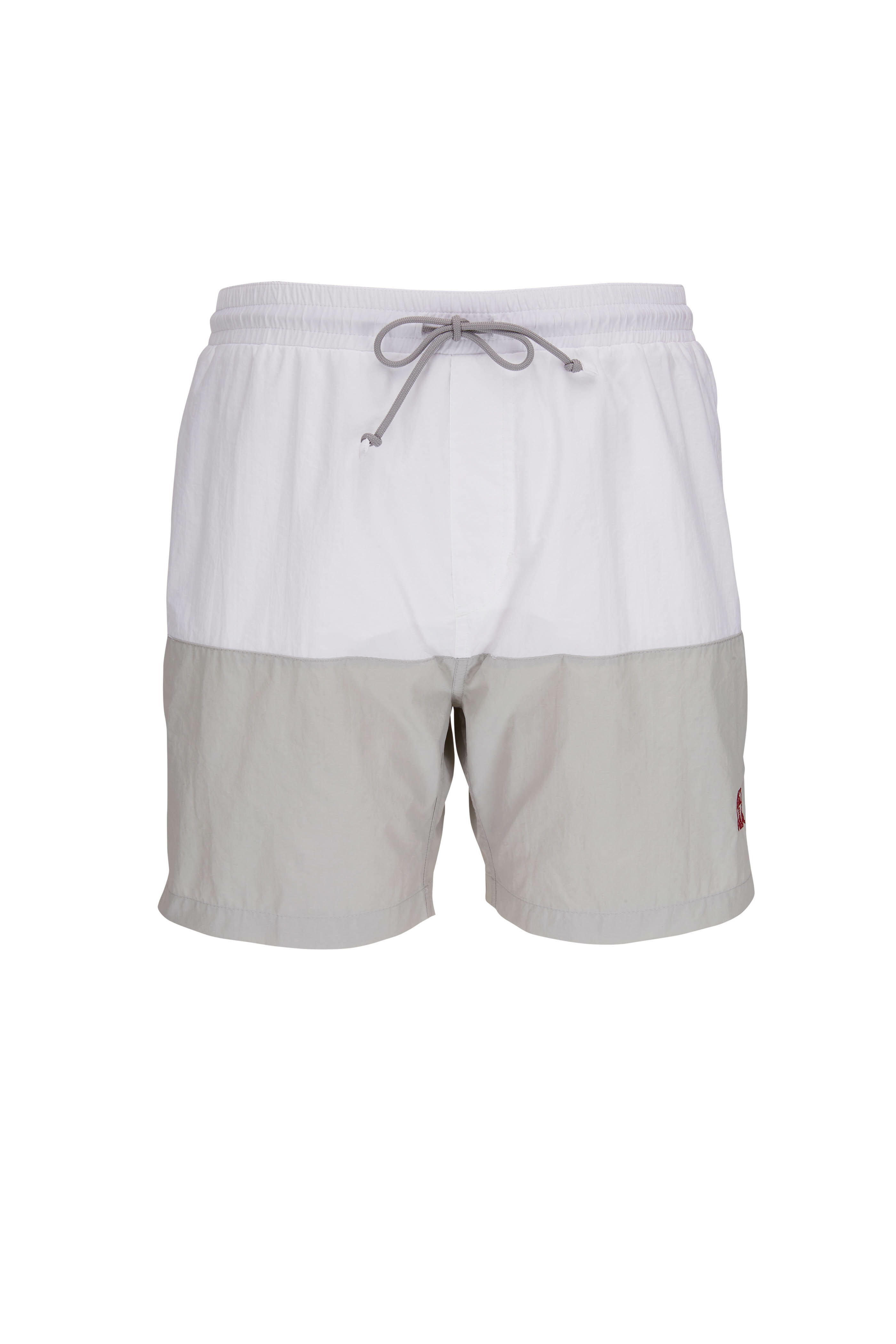 Brunello Cucinelli - Gray & White Colorblock Swim Shorts