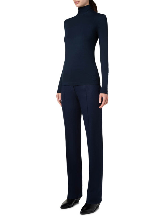 Akris Punto - Navy Blue Jersey Mock Neck Knit Top