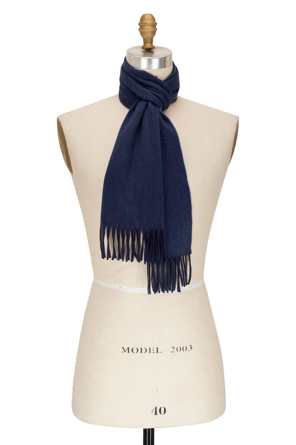 Alex Begg - Arran Navy & Blue Jay Reversible Cashmere Scarf 