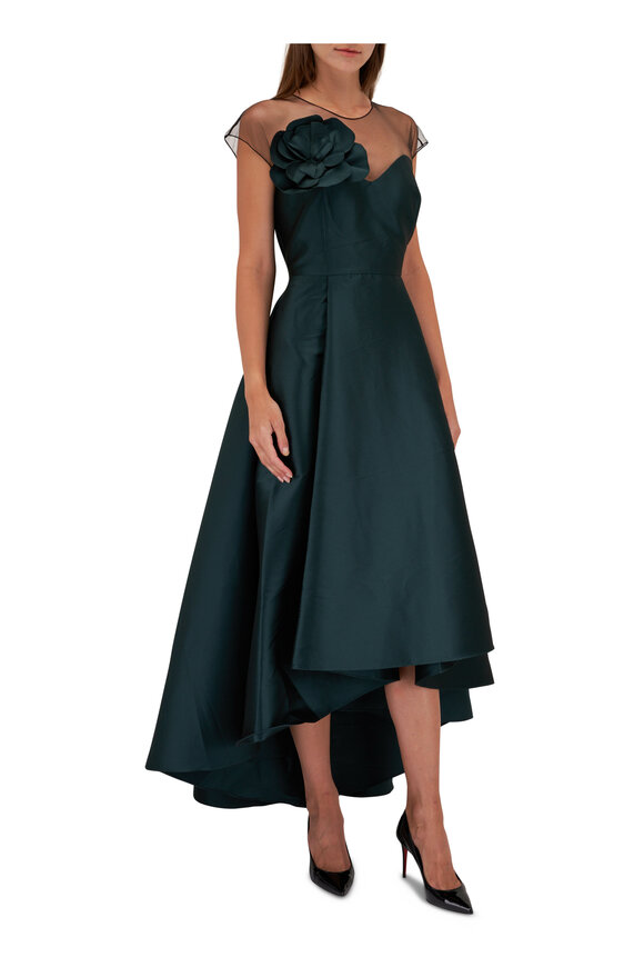 Sachin + Babi - Blakely Forest Green Stretch Mikado High-Low Gown 