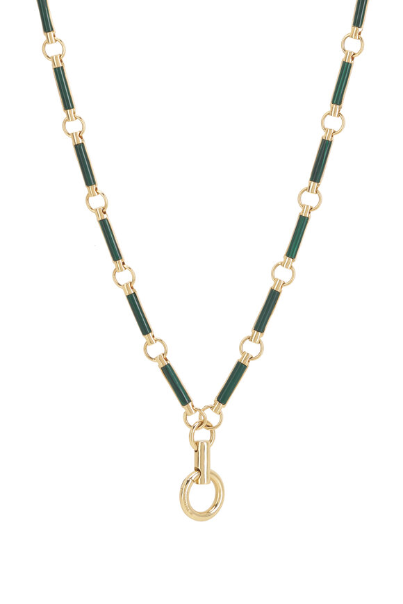 Foundrae - Malachite Stone Hanging Clockwork Chain Necklace