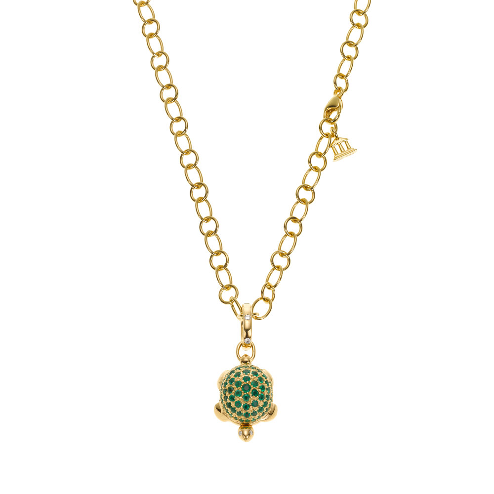 Turtle Locket Temple St. Clair - 18K Yellow Gold Emerald Turtle Locket