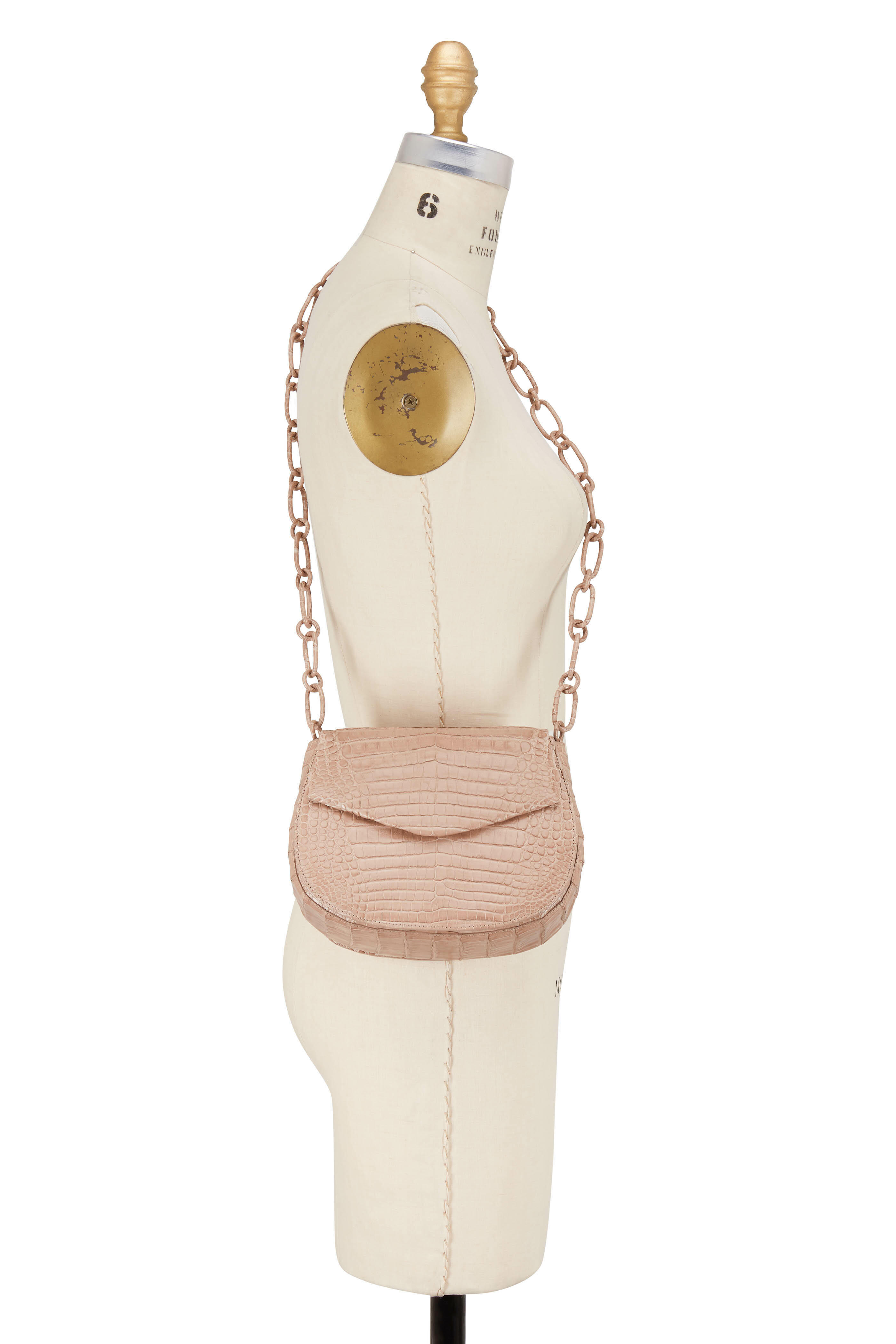 Nancy Gonzalez - Taupe Crocodile Chain Convertible Bag