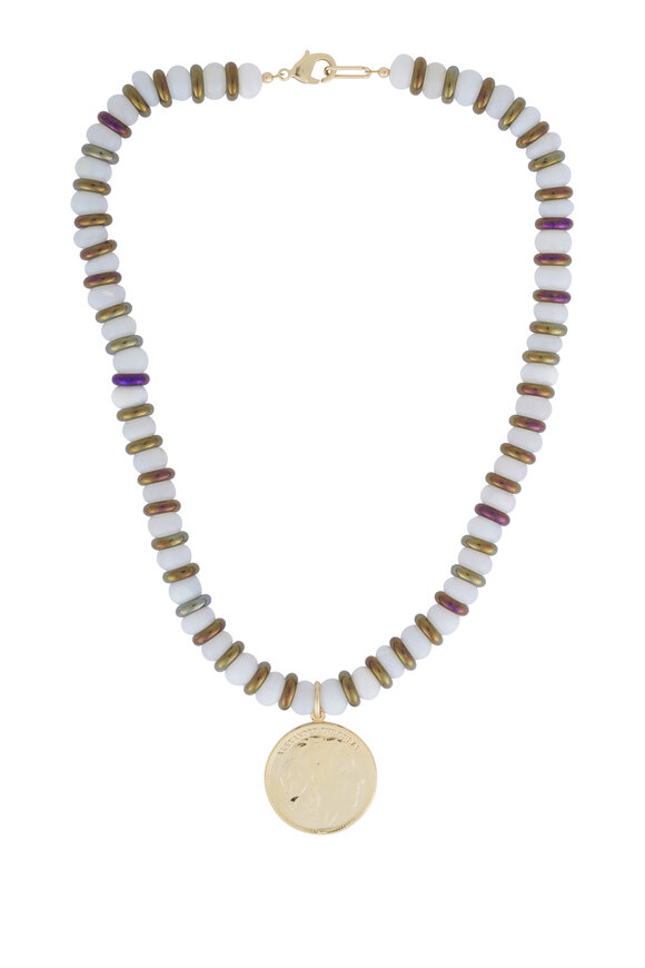 Cristina V. White Opal & Gold Coin Necklace - view 1