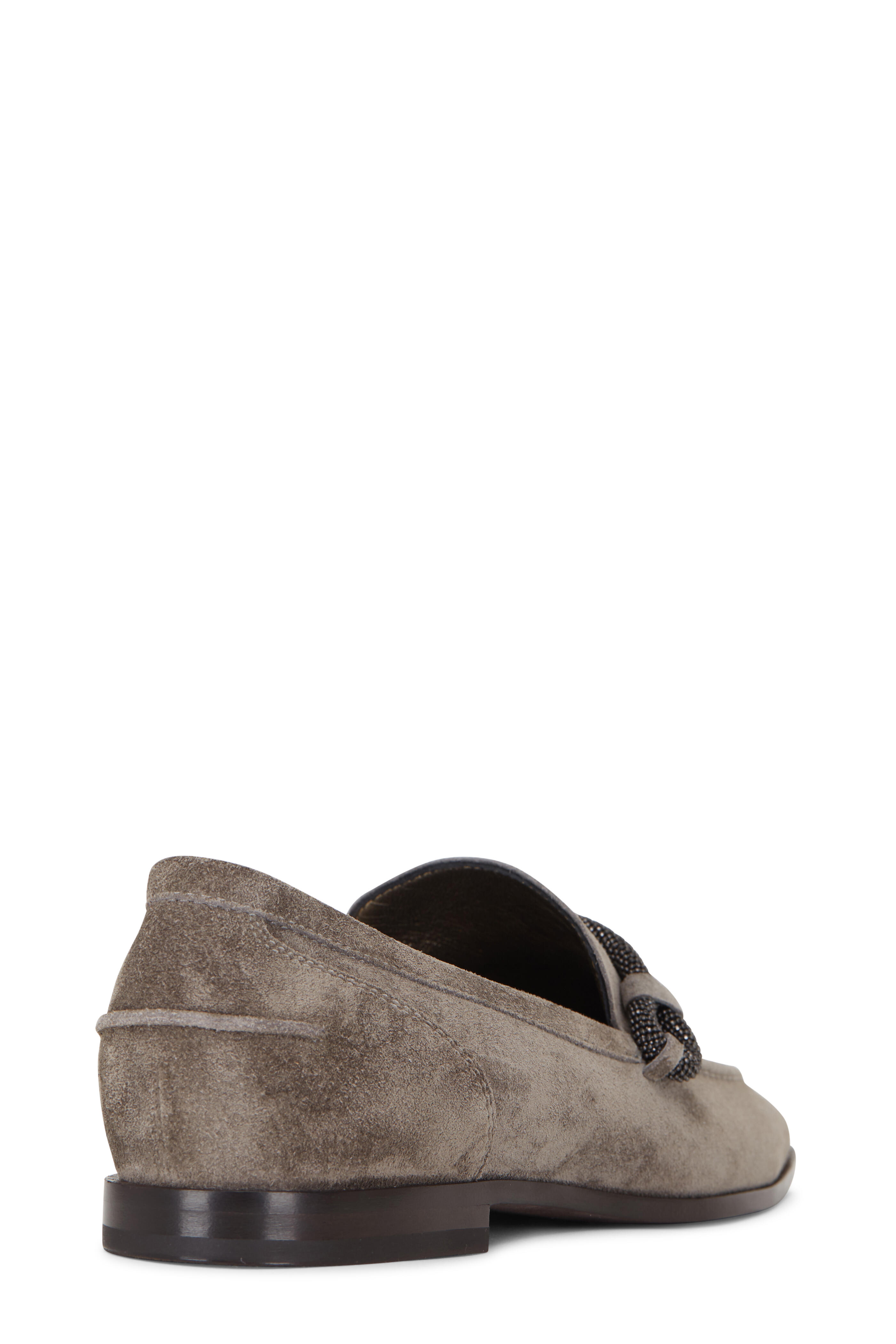 【BRUNELLO CUCINELLI】 Brunello Cucinelli - Dark Gray Suede Monili Tube Loafer