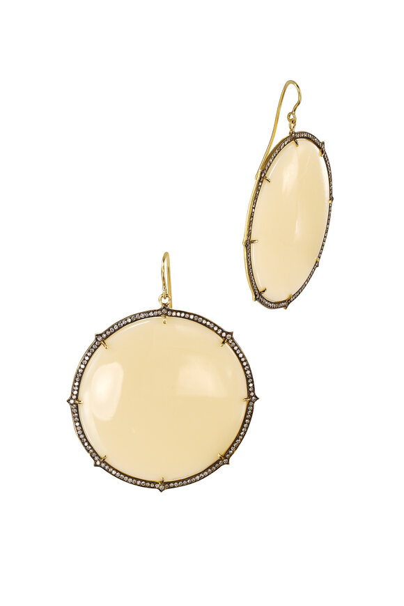 Sylva & Cie Yellow Gold Bakelite Diamond Dangle Earrings