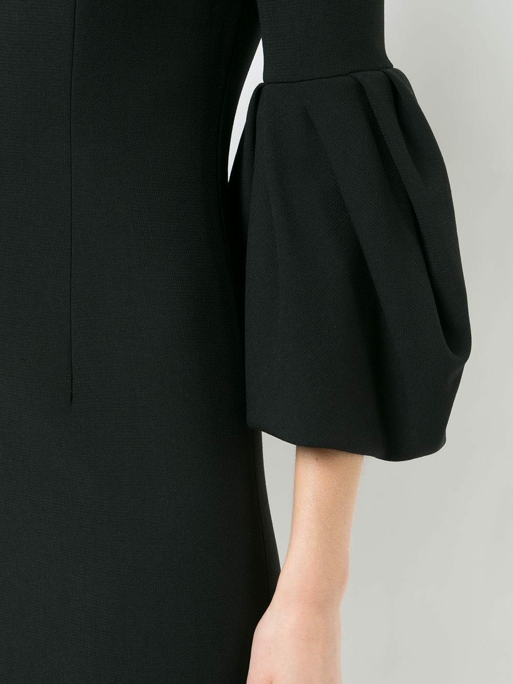 Carolina Herrera - Black Crêpe Couture Pleated Sleeve Dress